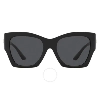 Versace Dark Grey Irregular Ladies Sunglasses Ve4452 Gb1/87 55 In Black / Dark / Grey