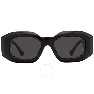 Versace Dark Grey Irregular Men's Sunglasses Ve4425u 536087 54 In Black / Dark / Grey
