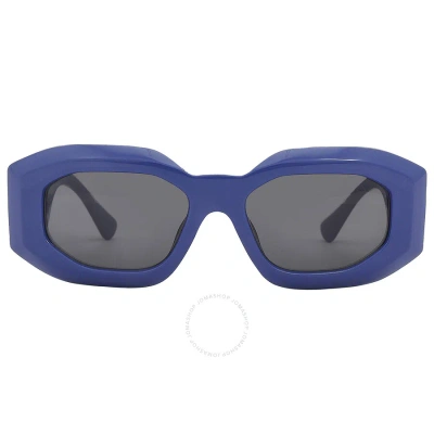 Versace Dark Grey Irregular Men's Sunglasses Ve4425u 536887 54 In Blue / Dark / Grey