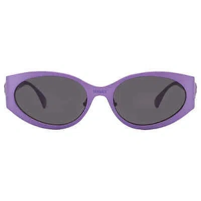 Pre-owned Versace Dark Grey Oval Ladies Sunglasses Ve2263 150287 56 Ve2263 150287 56 In Gray