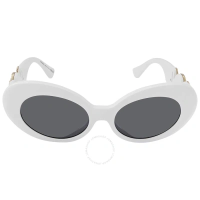 Versace Dark Grey Oval Ladies Sunglasses Ve4426bu 314/87 54 In Dark / Grey / White