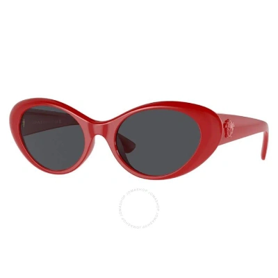 Versace Dark Grey Oval Ladies Sunglasses Ve4455u 534487 53 In Red. / Dark / Grey