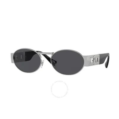 Versace Dark Grey Oval Unisex Sunglasses Ve2264 151387 56 In Silver