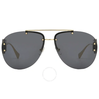 Versace Dark Grey Oversized Ladies Sunglasses Ve2250 100287 63 In Dark / Gold / Grey