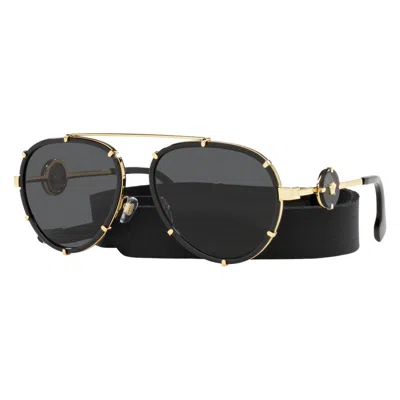 Versace Dark Grey Pilot Ladies Sunglasses Ve2232 143887 61 In Black