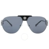 Versace Dark Grey Pilot Men's Sunglasses Ve2252 100187 63 In Dark / Grey / Gun Metal / Gunmetal