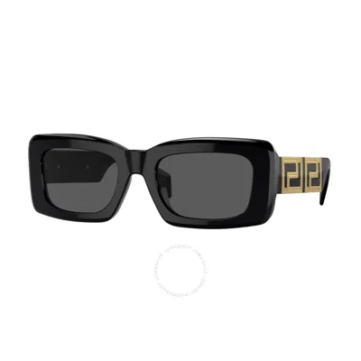 Versace Dark Grey Rectangular Ladies Sunglasses Ve4444u Gb1/87 54 In Black