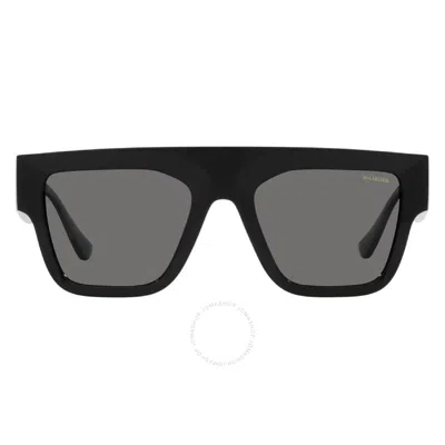 Versace Dark Grey Rectangular Men's Sunglasses Ve4430u Gb1/81 53 In Black