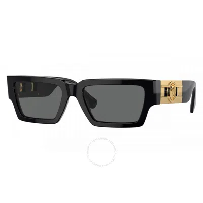 Versace Dark Grey Rectangular Men's Sunglasses Ve4459 Gb1/87 54 In Gray