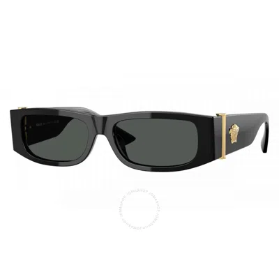 Versace Dark Grey Rectangular Men's Sunglasses Ve4476u Gb1/87 55 In Black