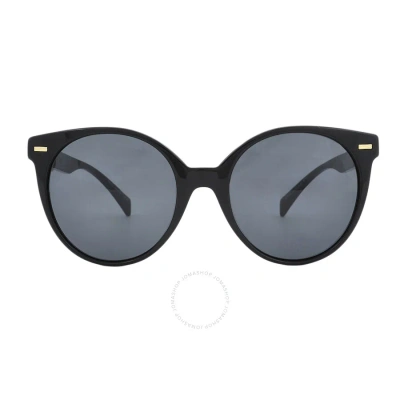 Versace Dark Grey Round Sunglasses Ve4442 Gb1/87 55 In Black / Dark / Grey
