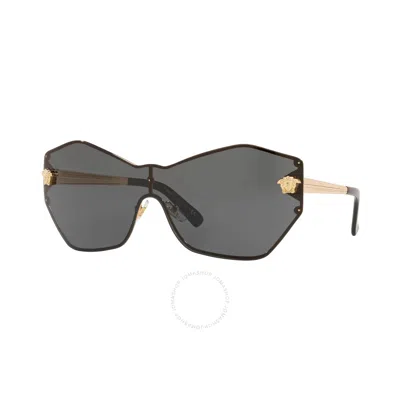 Versace Dark Grey Shield Ladies Sunglasses Ve2182 100287 43 In Gold