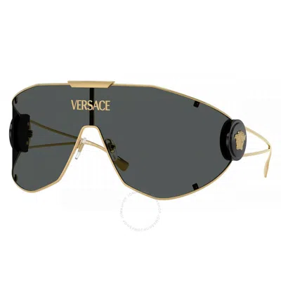 Versace Dark Grey Shield Unisex Sunglasses Ve2268 100287 142 In Black