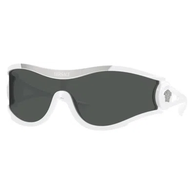 Versace Dark Grey Shield Unisex Sunglasses Ve4475 314/87 42 In Red