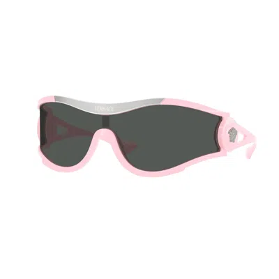 Versace Dark Grey Shield Unisex Sunglasses Ve4475 548587 42 In Pink