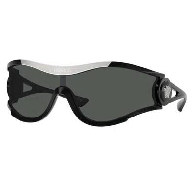 Versace Dark Grey Shield Unisex Sunglasses Ve4475 Gb1/87 42 In Purple