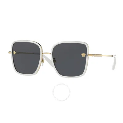 Versace Dark Grey Square Ladies Sunglasses Ve2247d 147187 57 In White