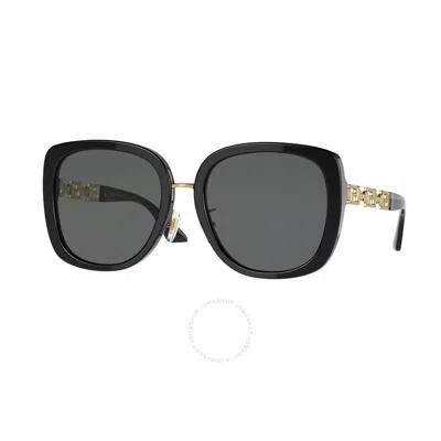Versace Dark Grey Square Ladies Sunglasses Ve4407d Gb1/87 56 In Black