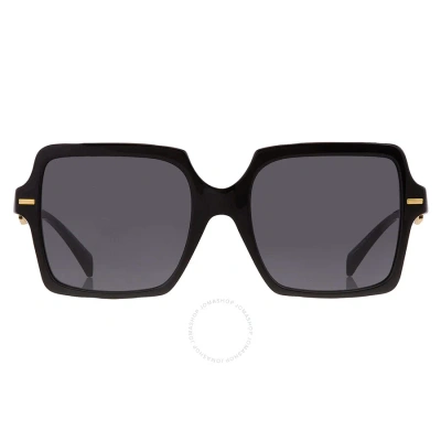 Versace Dark Grey Square Ladies Sunglasses Ve4441 Gb1/87 55 In Black / Dark / Grey