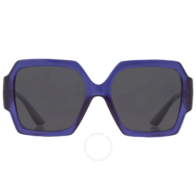 Versace Dark Grey Square Ladies Sunglasses Ve4453 541987 56 In Dark / Grey / Purple