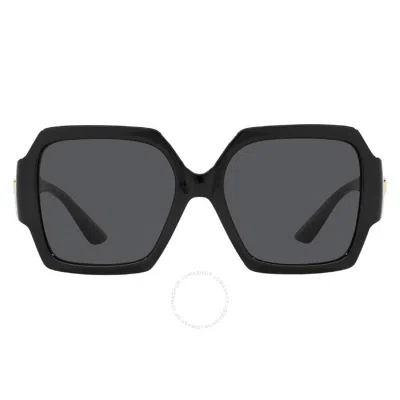 Versace Dark Grey Square Ladies Sunglasses Ve4453 Gb1/87 56 In Black