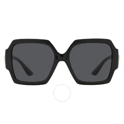 Versace Dark Grey Square Ladies Sunglasses Ve4453 Gb1/87 56 In Black / Dark / Grey