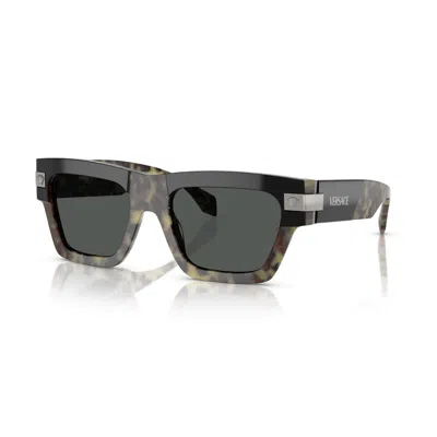 Versace Dark Grey Square Men's Sunglasses Ve4464 545687 52 In Metallic