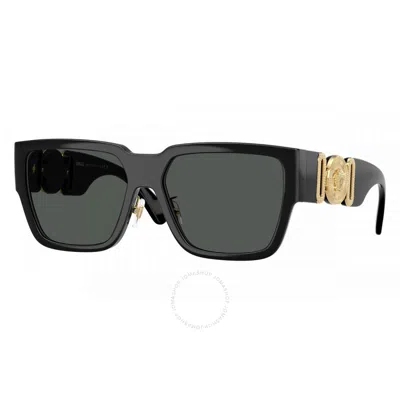 Versace Dark Grey Square Men's Sunglasses Ve4483d Gb1/87 57 In Black
