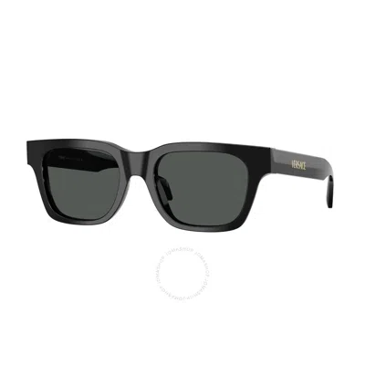 Versace Dark Grey Square Men's Sunglasses Ve4486 Gb1/87 52 In Black