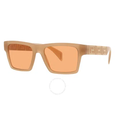 Versace Dark Orange Square Men's Sunglasses Ve4445f 541174 54 In Neutral