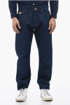 Versace Denim Trousers With Belt Loops And Contrast Stitching In Blue