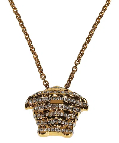 Versace Decorative Pendant Necklace In Gold