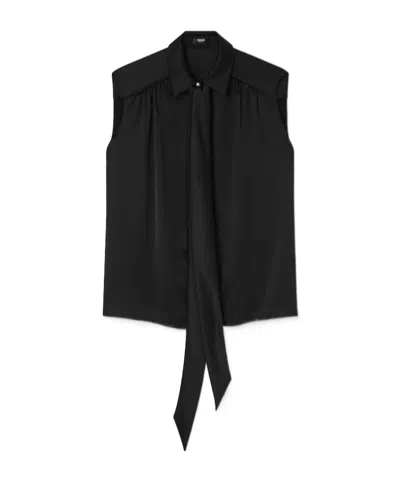 Versace Decorative Tie Sleeveless Top In Black