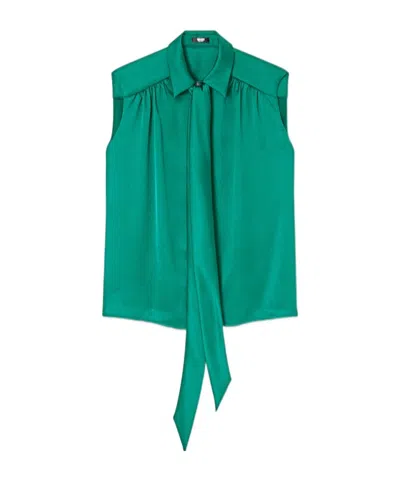 Versace Decorative Tie Sleeveless Top In Green