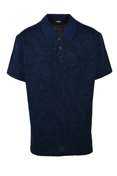 Versace Deep Blue Cotton Polo