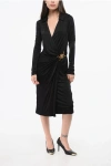 Versace Black Medusa Plaque Midi Dress In Black