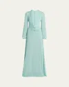 Versace Deep V-neck Silk Georgette Gown In Green