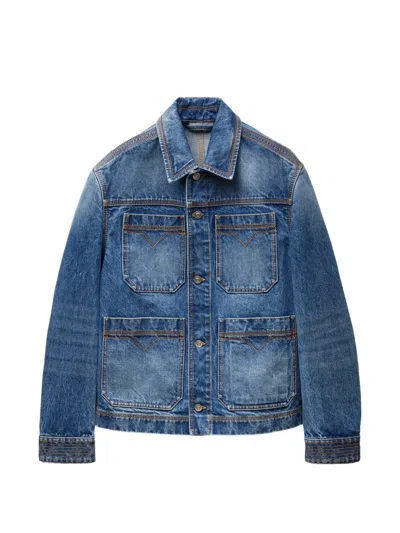 Versace Denim Blouson In Blue