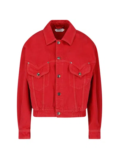Versace Denim Blouson In Red