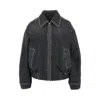 Versace Denim Jacket Elasticated Cuffs Hem Pockets Studs In Black