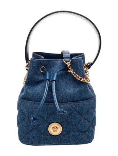 Pre-owned Versace Denim Bucket Bag In Blue
