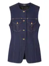Versace Denim Button-up Vest In Blue