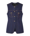 Versace Denim Single-breasted Vest In Blue