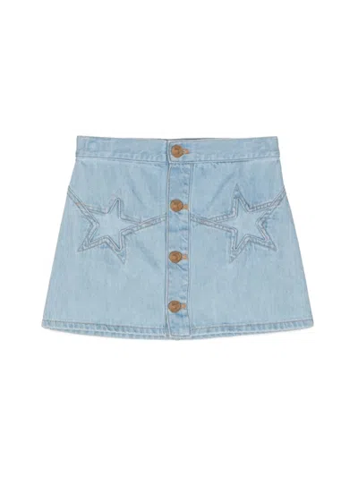 Versace Denim Cotton Skirt In Blue