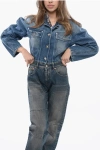 Versace Denim Cropped Jacket With Logoed Buttons