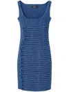 Versace Cotton Denim Midi Dress In Blau