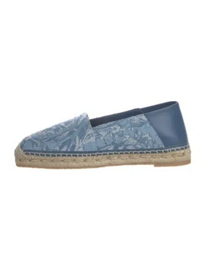 Pre-owned Versace Denim Floral Print Espadrilles In Blue