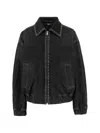 Versace Denim Jacket Elasticated Cuffs Hem Pockets Studs In Black
