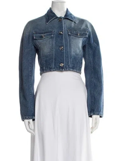 Pre-owned Versace Denim Jacket In Blue/white