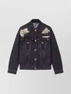 Versace Denim Jacket Distressed Front Pockets In Black